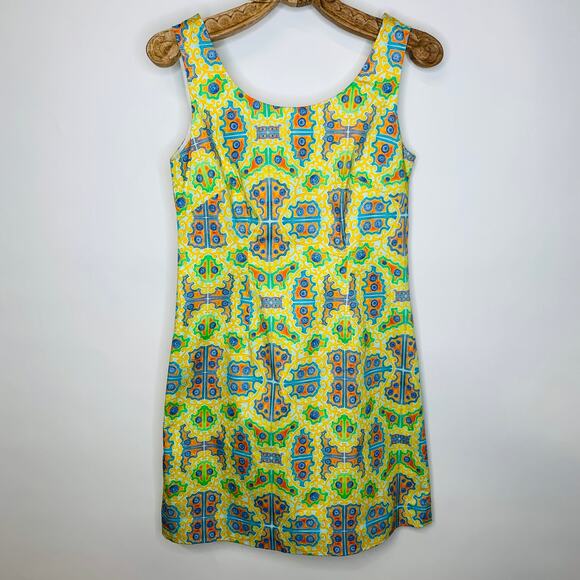 Kaeli Smith Sheath Dress  Sz 2 Yellow Medallion - Picture 5 of 8